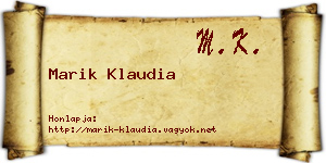 Marik Klaudia névjegykártya